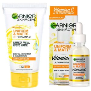 Garnier Skin Uniform & Matte Vitamina C Kit Sérum Facial + Gel de Limpeza