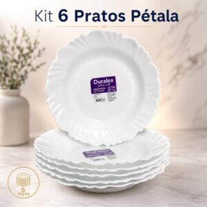 Jogo Pratos Fundo Brancos 6 Peças - Pétala Nadir