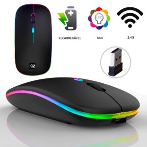 Mouse Sem Fio 2.4 ghz Optico Recarregável Gamer USB Led Rgb Wirelles Usb Notebook