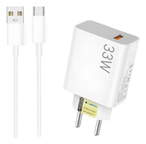 Carregador Xiaomi 33W + Cabo USB-C Carregamento Super Rápido