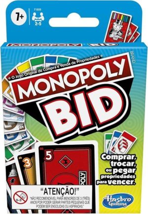 Jogo Hasbro Gaming Monopoly Bid Jogo de Cartas Rápido para Família Leilão F1699 Hasbro, Multicor