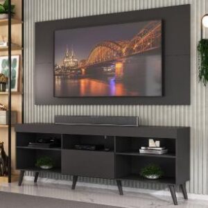 Rack com Painel para TV até 65 Retrô Flórida Up Preto Multimóveis MP1042