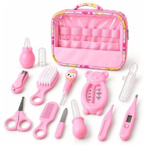 Kit de Higiene para Bebê Recém-Nascido 13 Peças Azul e Rosa