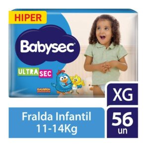 Fralda Descartável Bebê Infantil Babysec Ultrasec Hiper Tamanho XG 56 Unidades