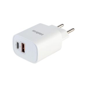 Carregador de Parede USB Intelbras EC11 Power - 20W, Carregamento Ultra Rápido, USB-C e USB, Branco