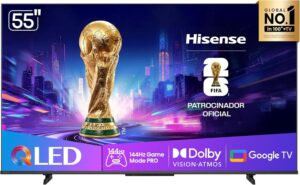 Smart TV 4K Hisense QLED 55 Polegadas com Dolby Vision, Dolby Atmos, HDR10 e WiFi 55Q7QGPTOBT