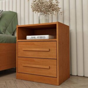 Mesa de Cabeceira CR35468 2 Gavetas Nicho MDP Moderno Amadeirado Multimóveis