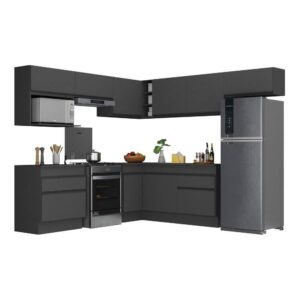 Armário de Cozinha Completa de Canto com Rodapé Veneza Multimóveis V2106