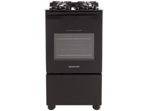Fogão Brastemp 4 Bocas Preto com mesa de vidro e grades duplas de ferro fundido - BFO4VAE