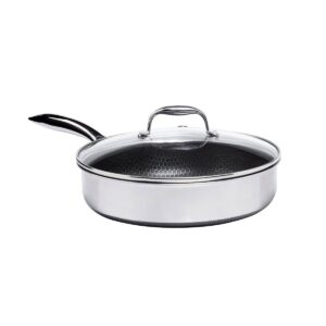 Frigideira Reta C/ Tampa Antiaderente 28cm P/ Indução Aço Inox Cooking Pro Oxford