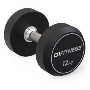Dumbbell Rubber Elite 12kg D1 Fitness Halter Redondo Emborrachado Profissional Musculação Academia