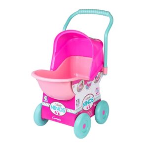 Carrinho de boneca rosa meninas bebê reborn infantil para passeio brinquedo dobrável de plástico - Coleção Ninos