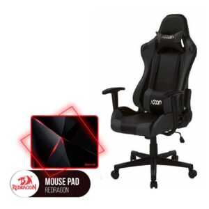 Kit Gamer Cadeira Gamer Moob GT Racer Reclinável 180º Preto Com Mousepad Redragon Capricorn Vermelho