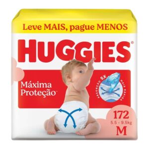 Fralda Descartável Huggies Máxima Proteção M 5,5 a 9,5kg 172 Unidades