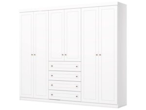 Guarda-roupa Casal 4 Gavetas 6 Portas Móveis Henn Americano