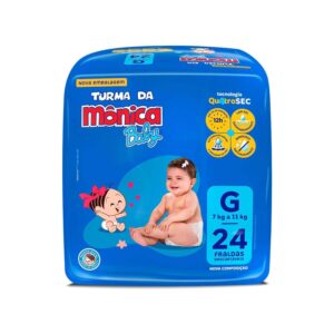 Fralda Turma da Mônica Baby Tamanho G Pacote Jumbo 24 Unidades Descartáveis
