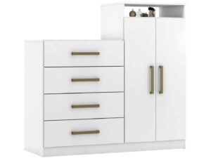 Cômoda de Quarto Áurea c/ 2 Portas e 4 Gavetas Casal - Branco - Demóbile