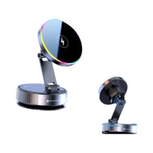 Carregador Sem Fio 15W Com Suporte Veicular Rotativo 360 Graus Para iPhone Samsung Xiaomi