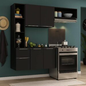 Armário de Cozinha Compacta Sofia Multimóveis Preta