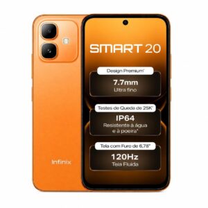Smartphone Infinix Smart 20 128GB 4GB RAM Dual SIM NFC 4G Tela 6,78 120Hz Câmera 8MP IP64