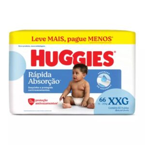 Fralda Descartável Huggies Tripla Proteção Hiper - Tamanho XXG- Com 66 Unidades