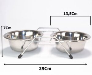 Comedouro Duplo Para Pet Porte Pequeno Cães E Gatos Inox Nº2 Chalesco